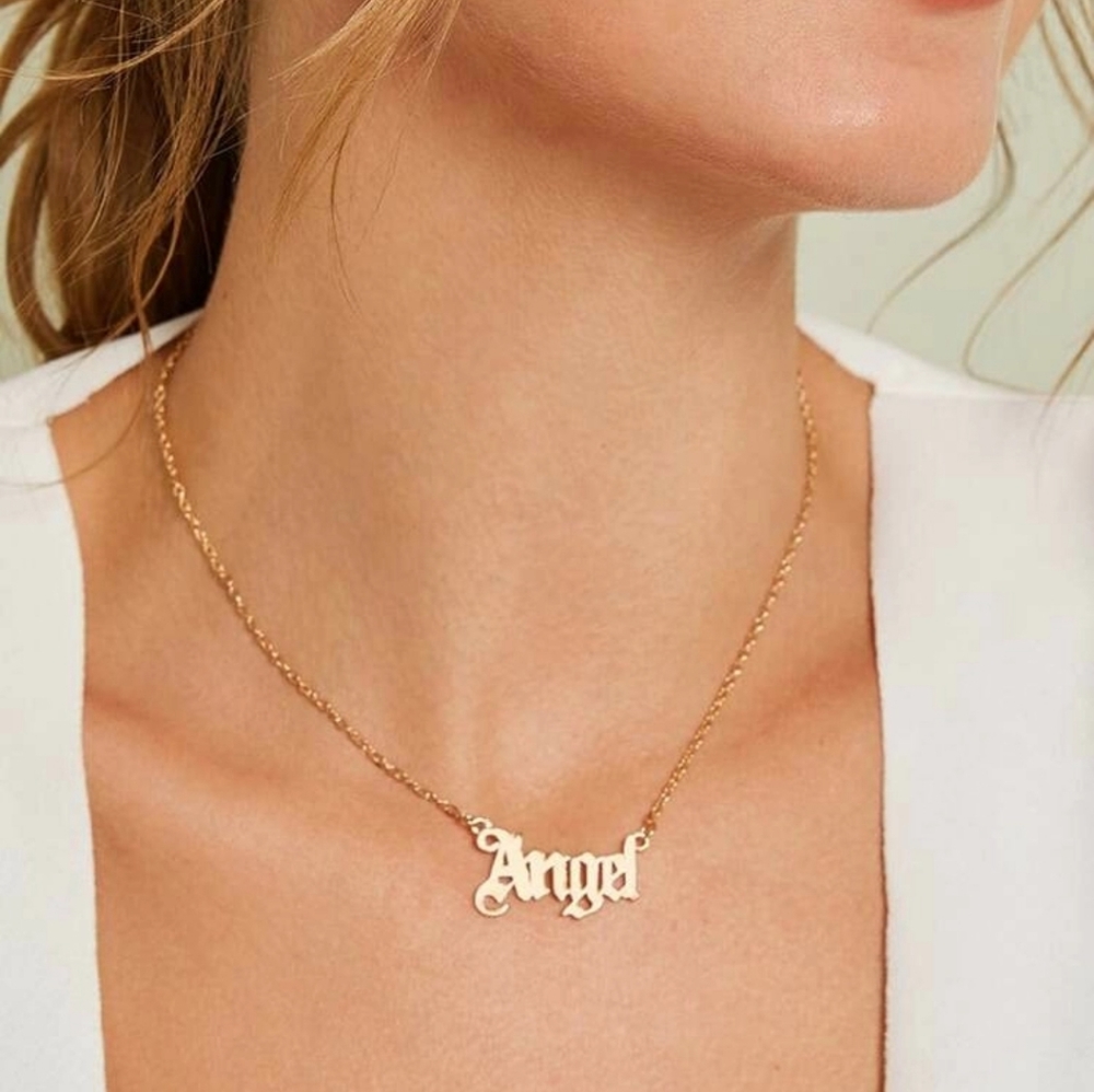 Angel Charm Necklace Gold
